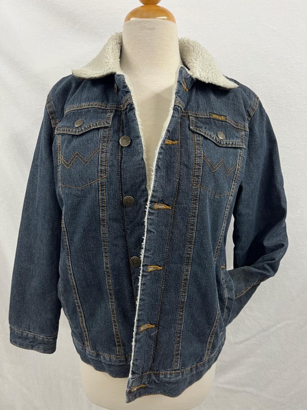 Wrangler Dark Blue Denim Sherpa-Lined Jean Jacket